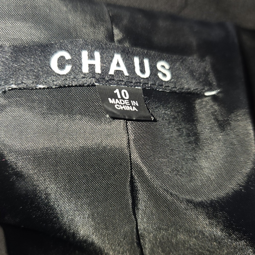 Chaus Black Three Button Notch Lapel Lined‎ Womens Classic Blazer Size 10 - Picture 2 of 11